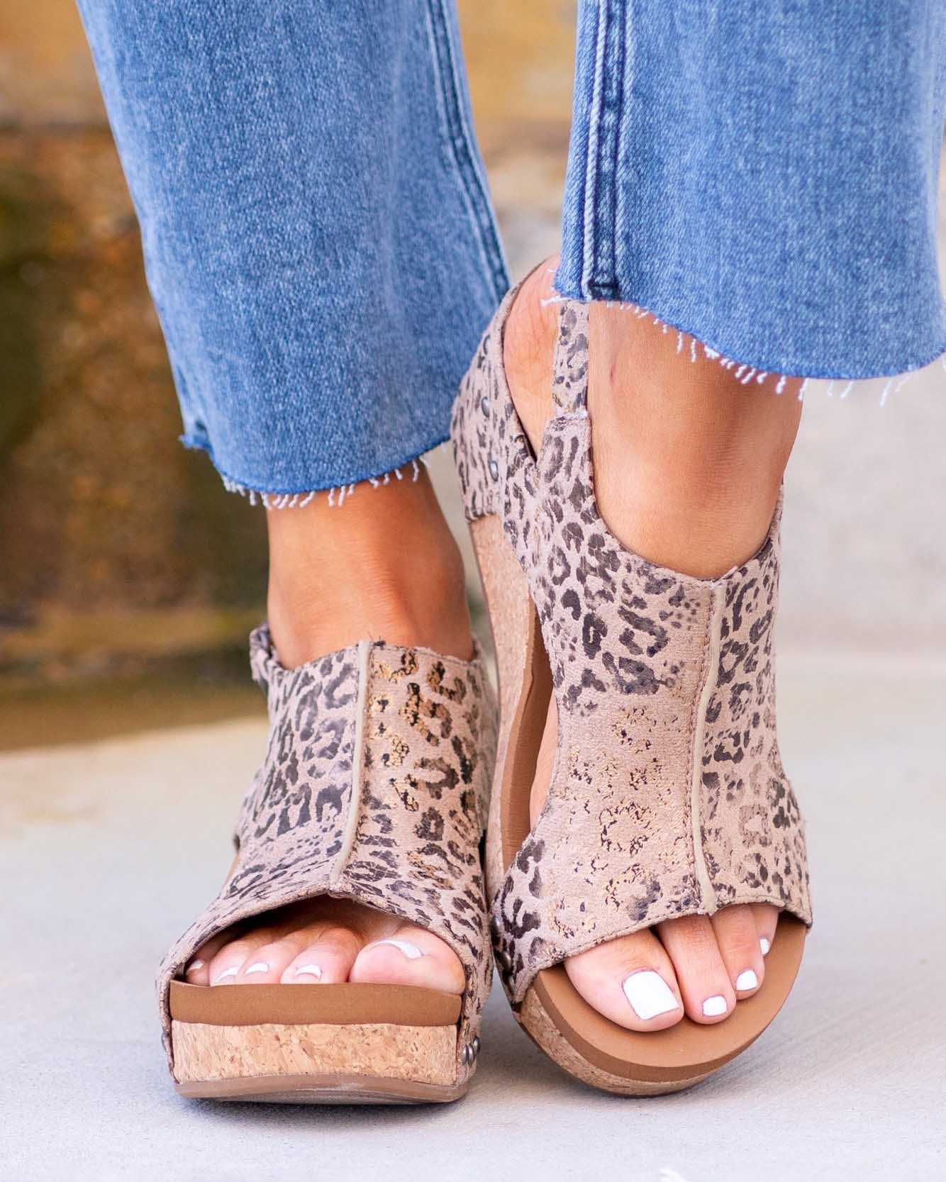 Damen Sandalen | Keilabsatz mit Plateau und Fersenriemen