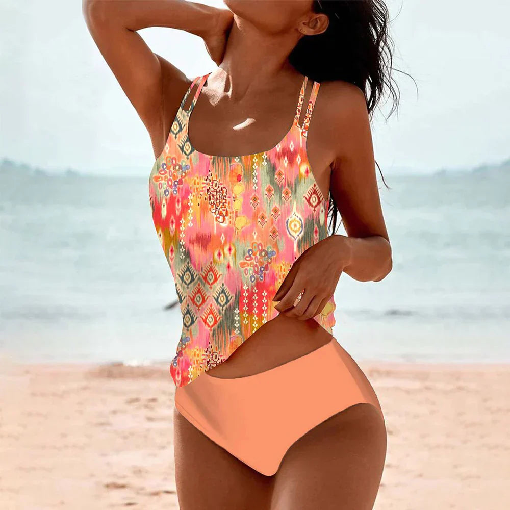 Damen Tankini-Set | Trägertop mit Ornamentdruck