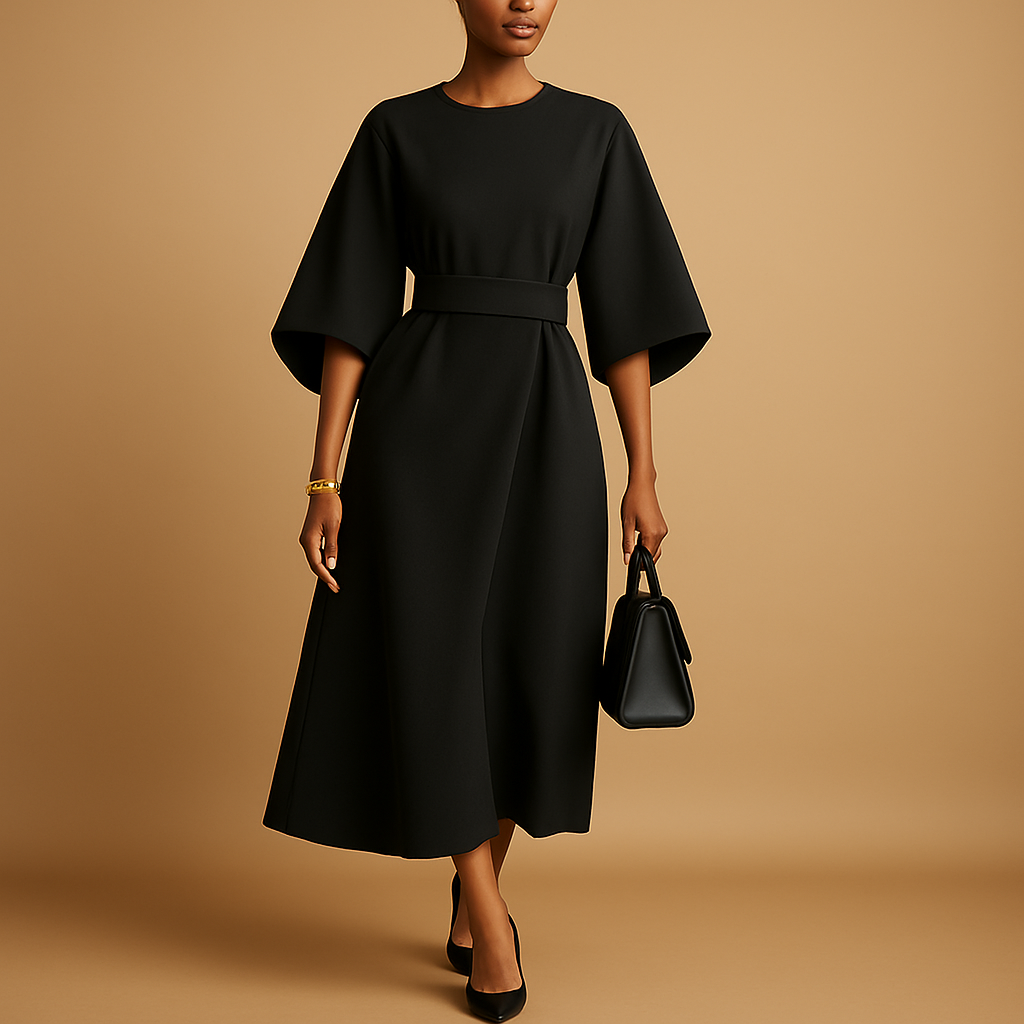 Damen Midikleid | Taillenbanddetail für den täglichen Gebrauch