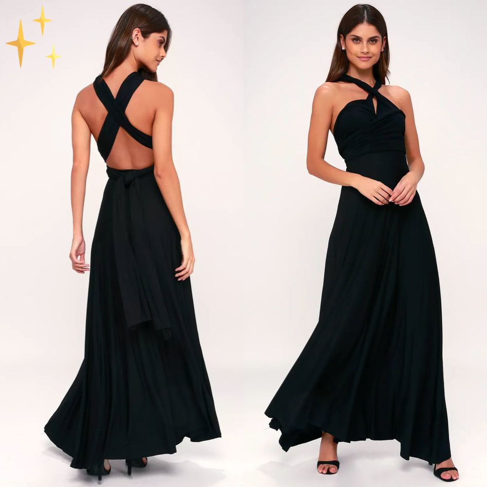 Damen Maxikleid | Wickeloptik mit offenem Rücken