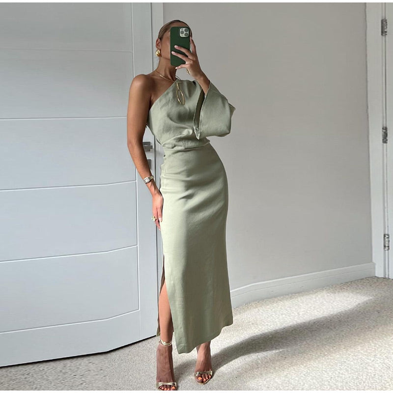Damen Maxikleid | Asymmetrische Ausführung
