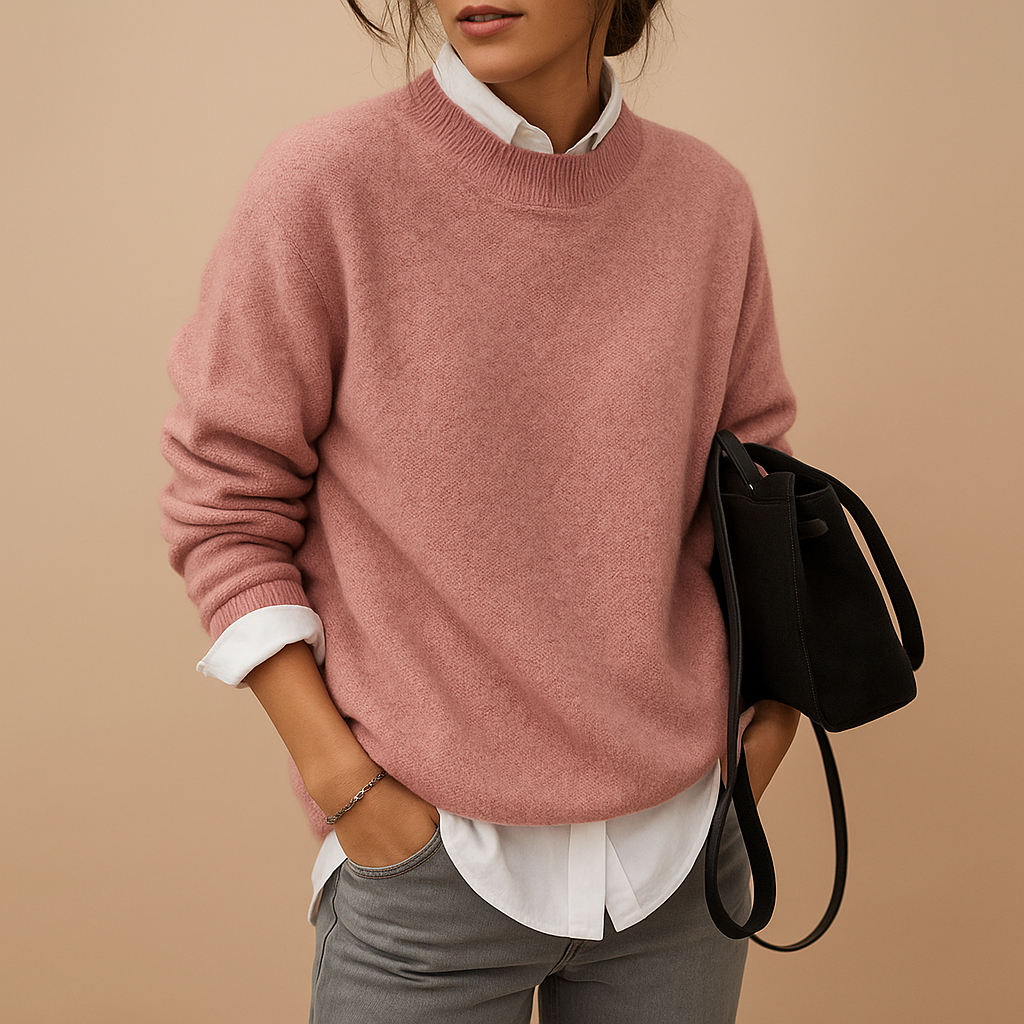 Damen Pullover | klassische Form mit Rippabschluss und langer Ärmel